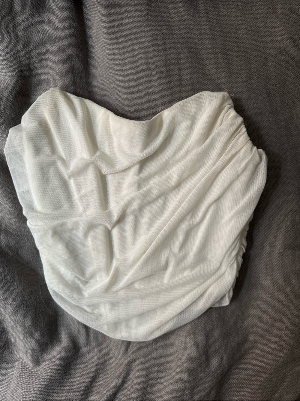 Corset, Ruched Crop Top in White Like New